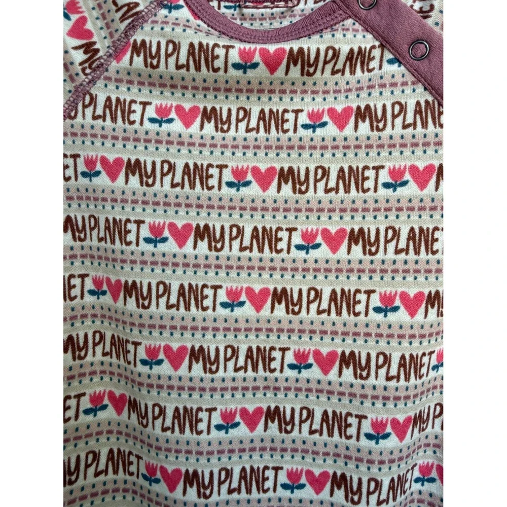 Patagonia‎ Capilene Baselayer My Planet Hearts Pink Long Sleeve Size 6-12 Months